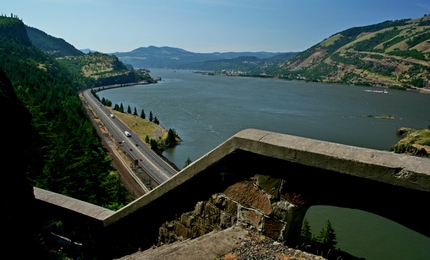A view looking out from the Mosier Tunnel