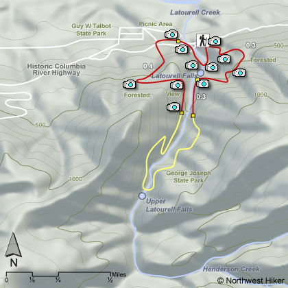 Latourell Falls hike map