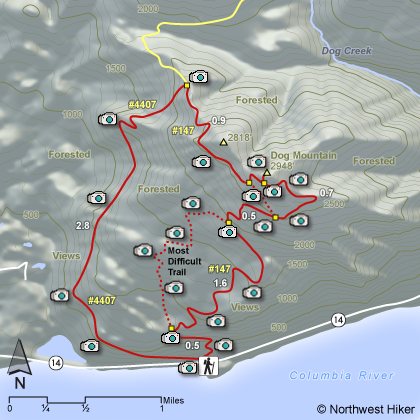 Dog Mountain Hike map