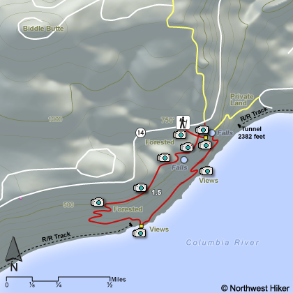 Cape Horn Waterfalls Hike map